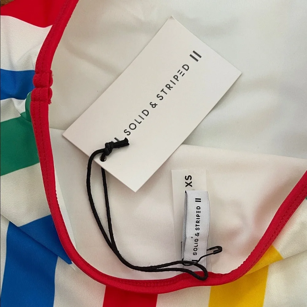 SOLID & STRIPED Rainbow Striped Swim Bottoms
